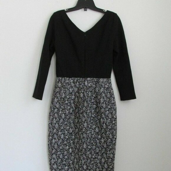 NWT PIAZZA SEMPIONE Black Multi Wool V Neck Tweed Print Dress 40/6 - Picture 6 of 6